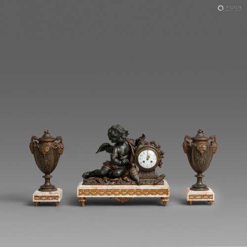 A GROUP OF THREE GILT BRONZE BRACKET CLOCK SETS