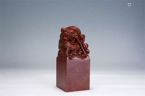A CHINESE CARVED SOAPSTONE SQUARE SEAL
