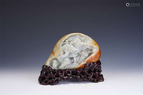 A CHINESE CARVED WHITE JADE DECORATION