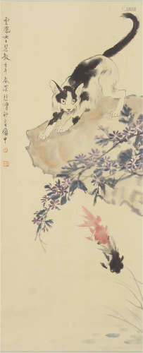 A CHINESE PAINTING OF CAT AND FISHES