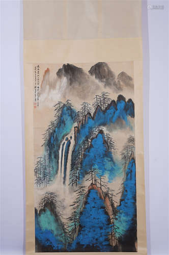 A CHINESE HANGING SCROLL PAINTING OF LANDSCAPE