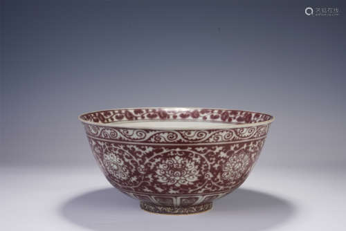 A CHINESE UNDERGLAZE RED PORCELAIN BOWL