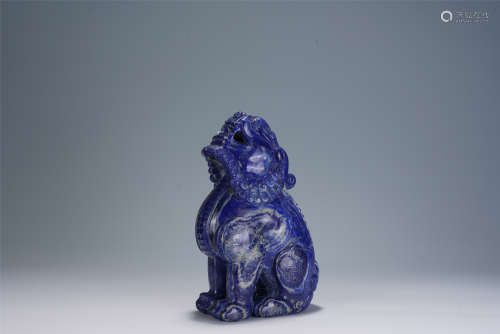 A CHINESE LAPIS LAZULI CARVING OF MYTHICAL ANIMAL