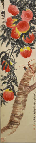 A CHINESE PAINTING OF LONGEVITY PEACHES