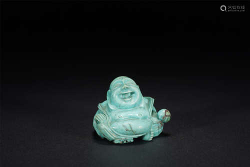 A CHINESE TURQUOISE CARVING DECORATION OF BUDDHA