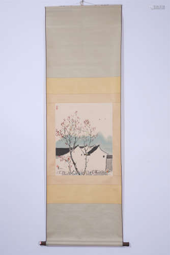 A CHINESE HANGING SCROLL PAINTING OF COUNTRYSIDE SCENERY