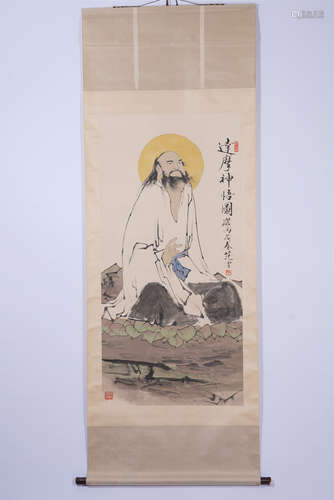 A CHINESE HANGING SCROLL PAINTING OF BUDDHA