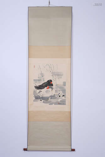 A CHINESE HANGING SCROLL PAINTING OF DUCKS