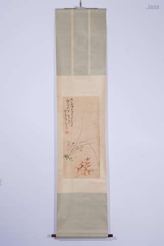 A CHINESE HANGING SCROLL PAINTING OF ORCHID AND BAMBOO