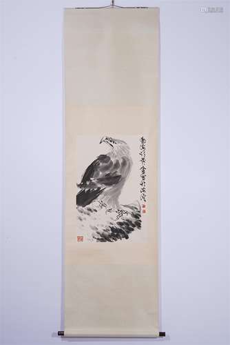 A CHINESE HANGING SCROLL PAINTING OF EAGLE