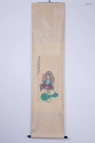 A CHINESE HANGING SCROLL PAINTING OF BUDDHA