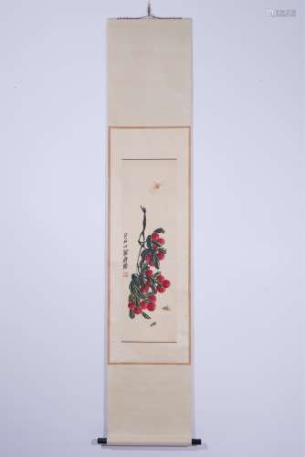 A CHINESE HANGING SCROLL PAINTING OF LYCHEES