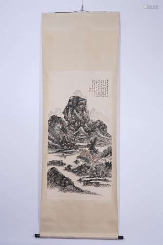 A CHINESE HANGING SCROLL PAINTING OF LANDSCAPE