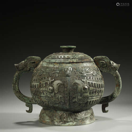 ANCIENT CHINESE,BRONZE RITUAL FOOD VESSEL