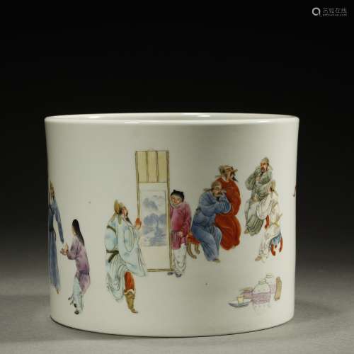 CHINESE QING DYNASTY,FAMILLE-ROSE BRUSH POT