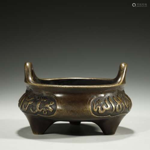 CHINESE QING DYNASTY BRONZE CENSER