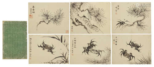 TWELVE PAGES CHINESE ALBUM OF PAINTINGS