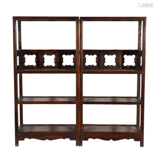 A PAIR OF CHINESE CARVING HARDWOOD BOOKSHELVES