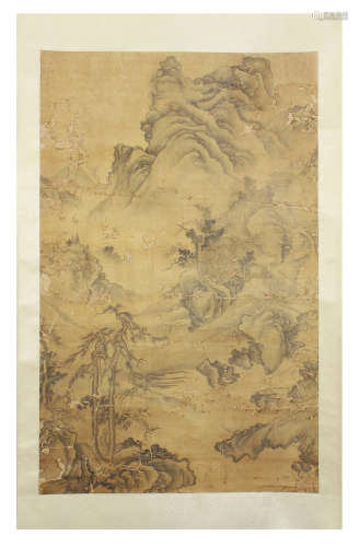 A CHINESE PAINTING OF MOUNTAINS LANDSCAPE