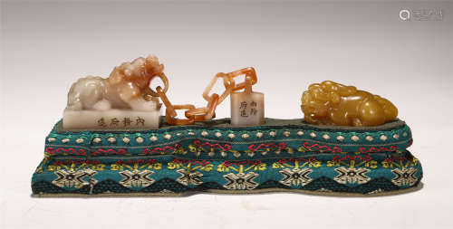A SET OF CHINESE SOAPSTONE SEALS