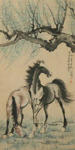 A CHINESE PAINTING OF HORSES