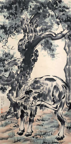 A CHINESE PAINTING OF CATTLE