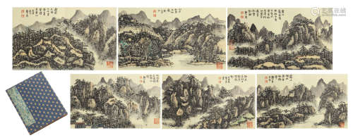 EIGHT PAGES CHINESE PAINTING OF MOUNTAINS LANDSCAPE