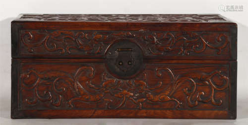 A CHINESE CARVING HARDWOOD JEWEL BOX
