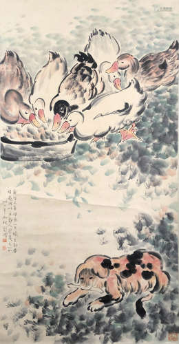 A CHINESE PAINTING OF ANIMALS