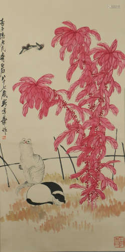 A CHINESE PAINTING OF CAT