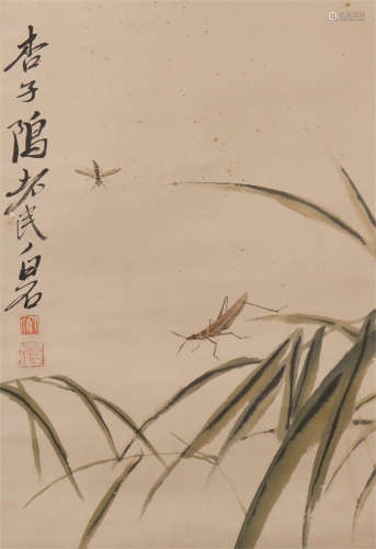 A CHINESE PAINTING OF INSECT AND GRASS