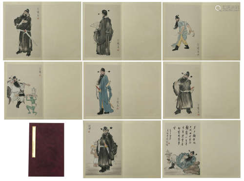 A CHINESE ALBUM OF PAINTINGS FIGURES