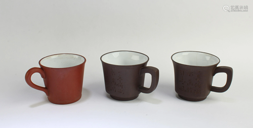 A Group of Three Zisha Cups