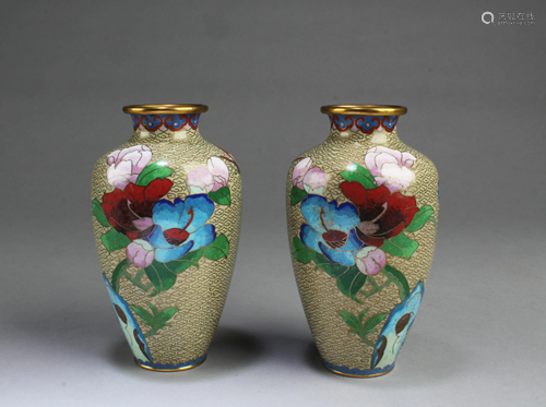 A Pair of Cloisonne Vases