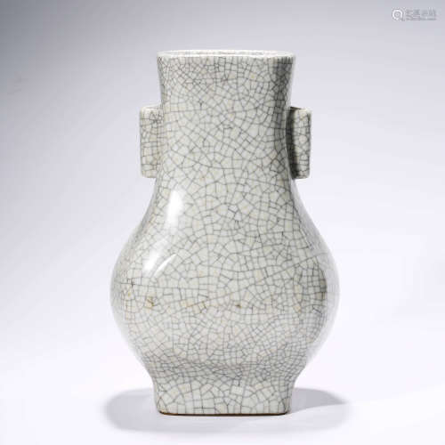 An Imitation Ge Glaze Square Porcelain Guan Er Pot