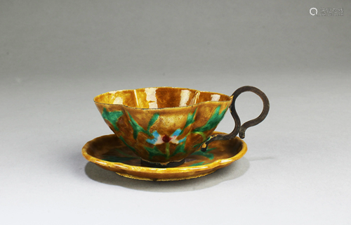 An Enamel Cloisonne Cup with Saucer