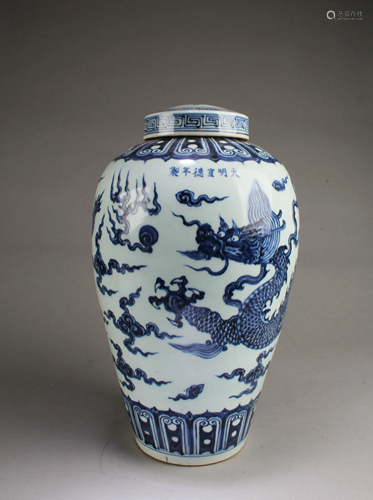 Chinese Blue & White Porcelain Vase