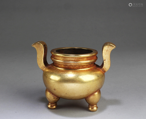 Chinese Gilt Bronze Incense Burner