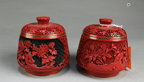 Two Cinabar Lacquer Containers