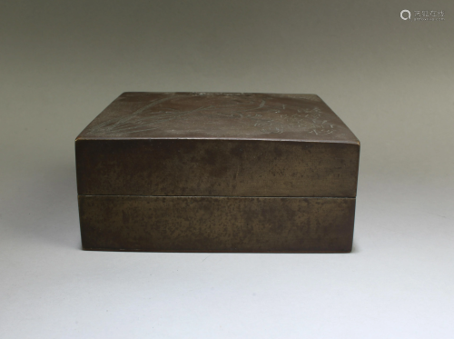 Chinese Bronze Ink Powder Box
