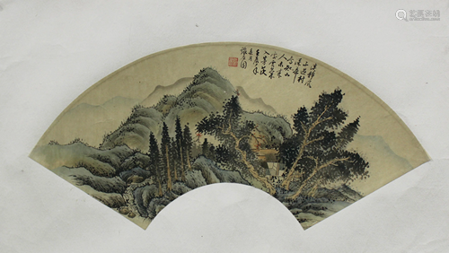 Chinese Fan Shaped Painting