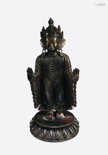 A Bronze Standing Bodhisattva Statue