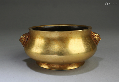 Chinese Gilt Bronze Incense Burner