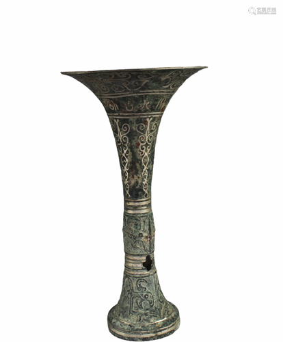 A Trumpet Shaped Bronze Vase