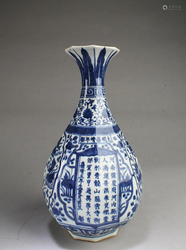 Chinese Blue & White Porcelain Vase