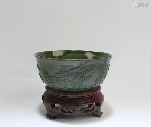 A Spinach Green Jade Bowl