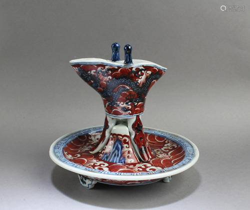 Chinese Porcelain Vessel with Saucer