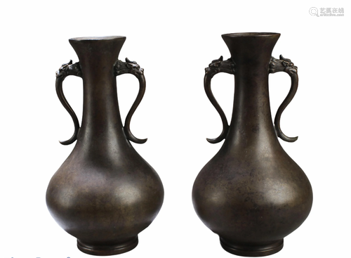 A Pair of Bronze Vase