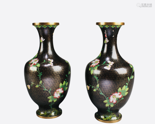 A Pair of Cloisonne Vases