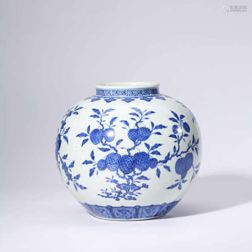 A Blue and White Painted Porcelain Jar